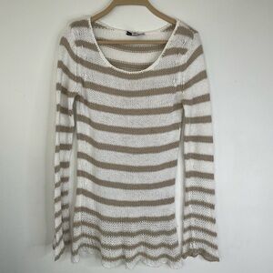 Autumn Cashmere  Sweater - Cream and Tan Stripes  Basic 100% cotton size: S